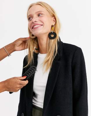 monki midi tailored coat in black