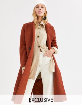 monki midi tailored coat in black