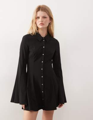 Monki Tailored Mini Shirt Dress In Black