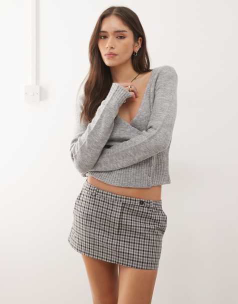 Monki tailored mini skirt in monochrome check - view 1
