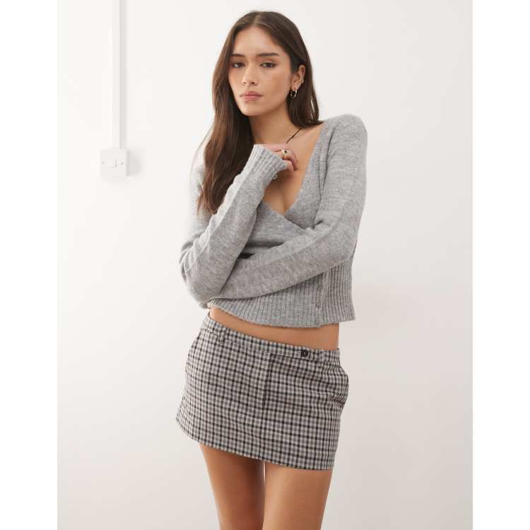 Monki tailored mini skirt in monochrome check | ASOS