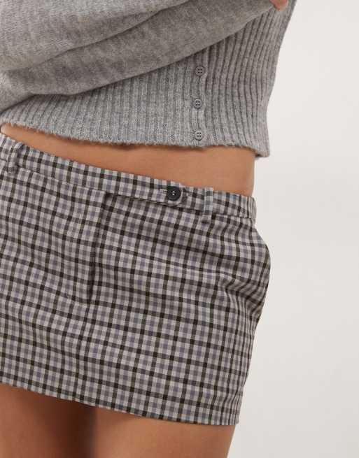 Monki tailored mini skirt in monochrome plaid, 5 of 5