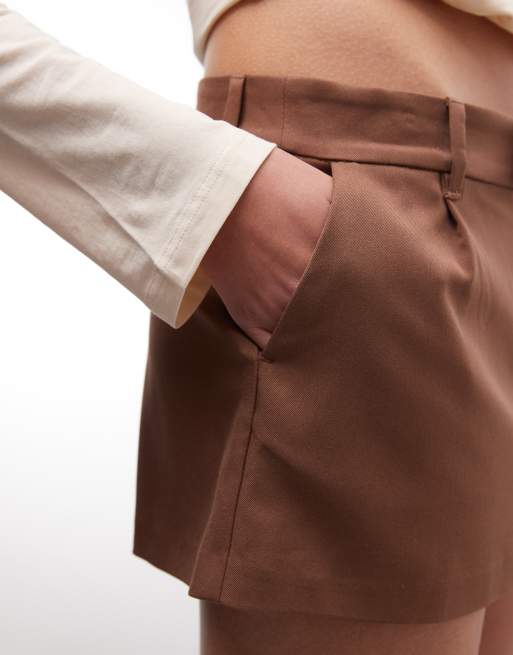 Monki tailored pelmet mini skort in brown, 4 of 5