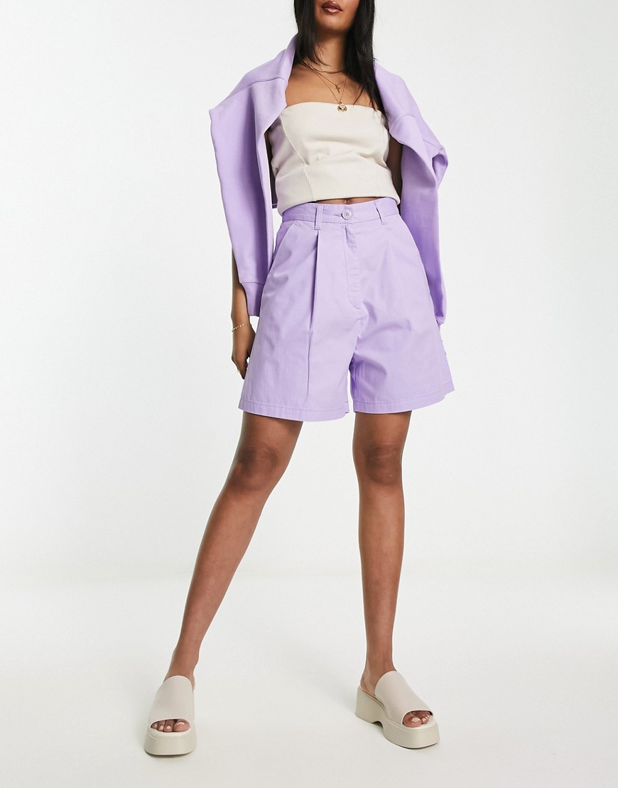 Monki Tailored Shorts In Lilac-purple