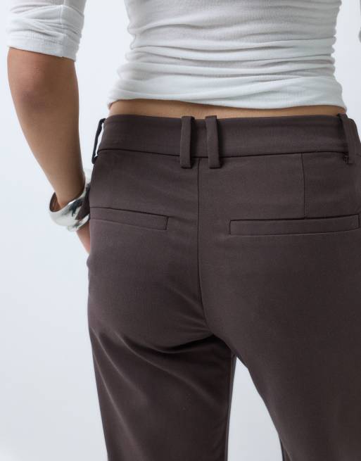 Monki tailored straight leg pants in dark brown, 4 of 5