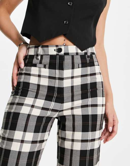 Black and white tartan trousers hotsell