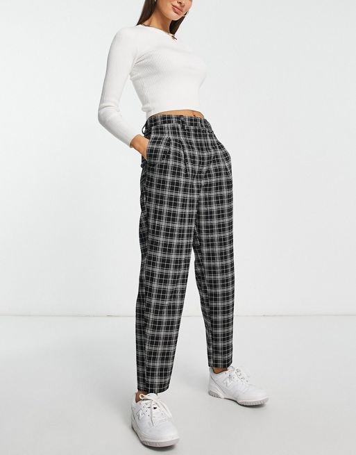 Monki tailored trousers in black check | ASOS