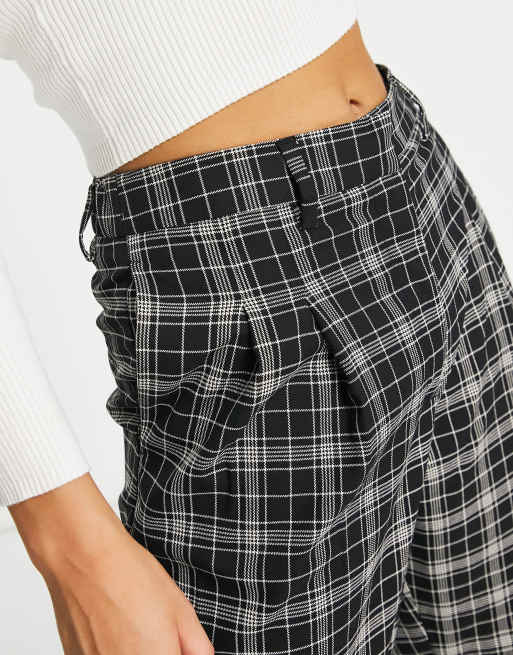 Monki tailored trousers in black check