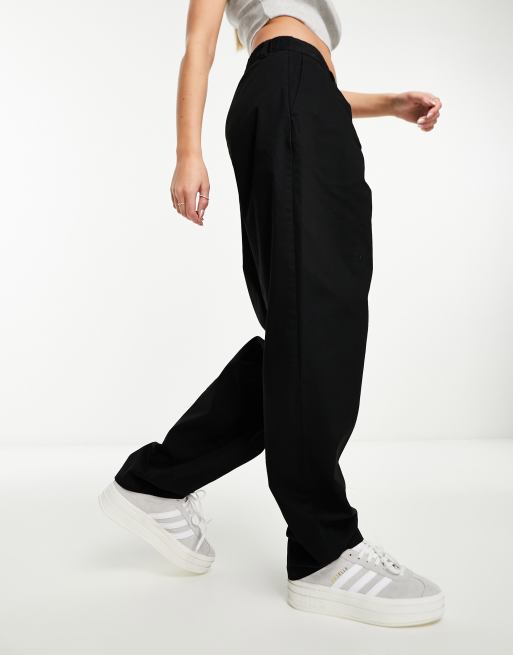 Pieces high waisted straight leg pants in black