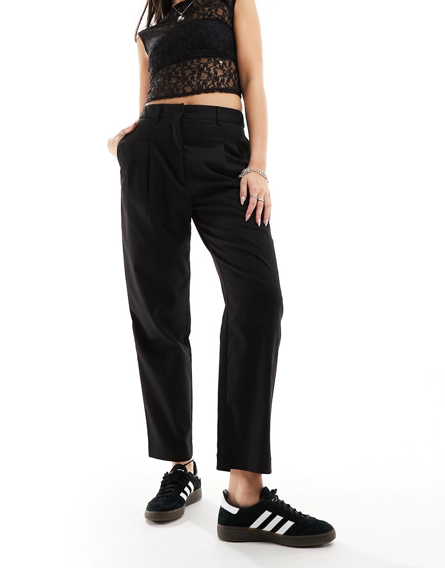 Monki tailored trousers with tapered leg in black