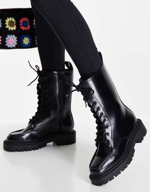 Monki Tall - Bottes chunky à lacets - Noir - BLACK