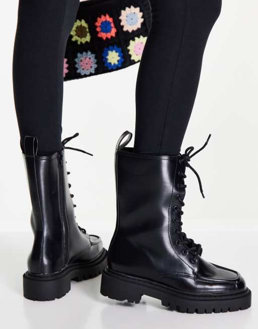 monki lace up boots in black