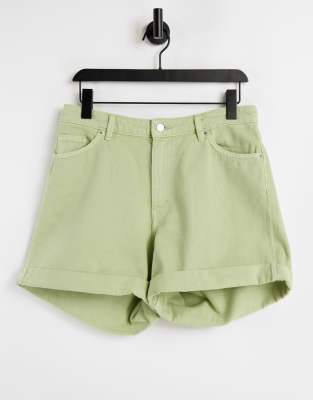 Tallie cotton denim shorts in pistachio-Green