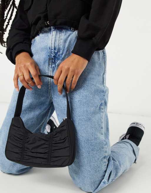 Monki Tanya ruched detail shoulder bag in black ASOS
