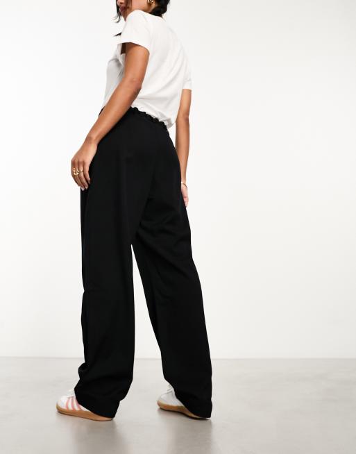 Pieces high waisted straight leg pants in black