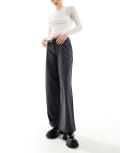 [Monki] Monki tapered tailored pants in grey pinstripe 50 Grey Pinstripe
