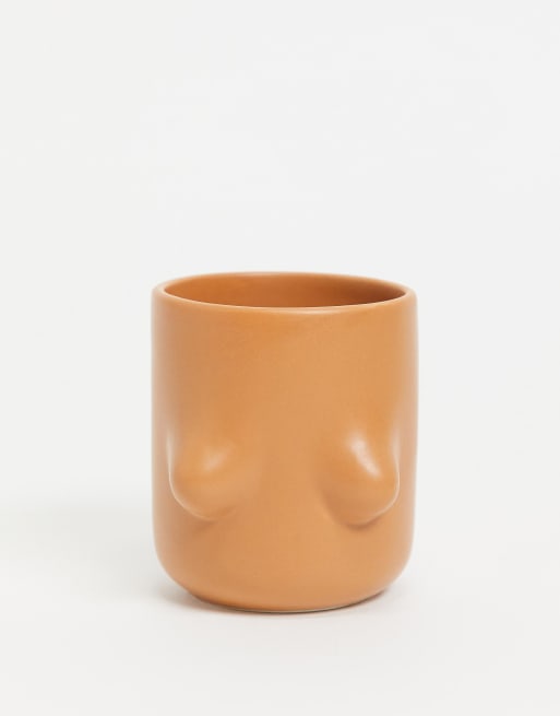 Monki - Tazza a forma di corpo, colore marrone
