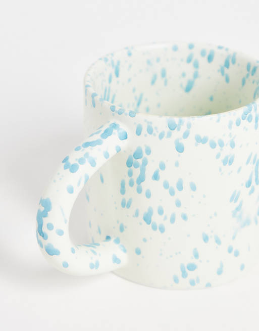 Monki - Tazza color crema con stampa blu a schizzi, 3 di 4