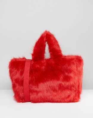 red fur bag