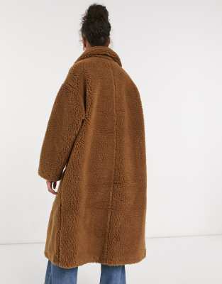 Monki Teddy coat in brown | ASOS