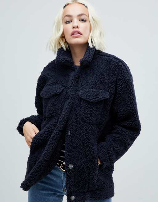 Navy on sale teddy jacket