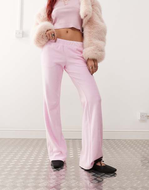 Monki terry flared trackies in pink - view 1
