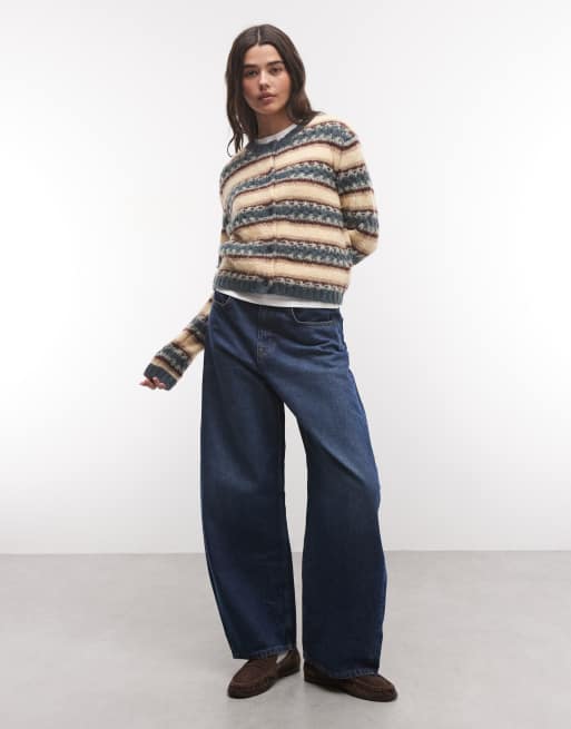 Monki textured knit cardigan in khaki green stripe mix, 2 of 4