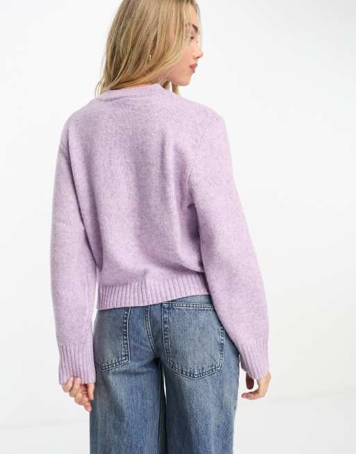 Monki textured knit jumper in lilac melange | ASOS