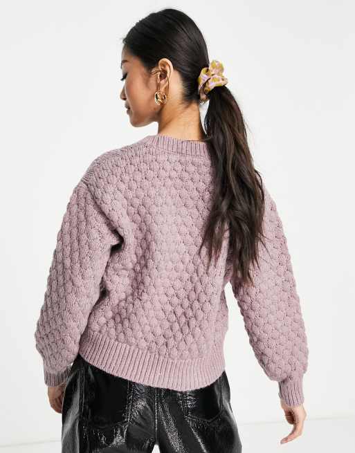 Monki Textured Knitted Cardigan In Purple | craft-ivf.com