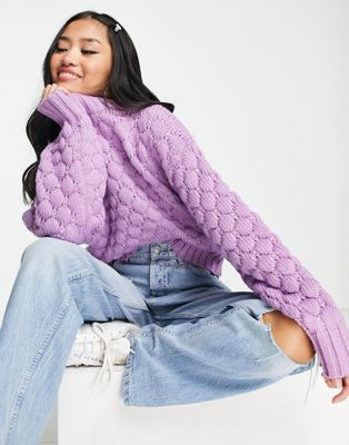 Monki textured knitted jumper in purple - ASOS Price Checker