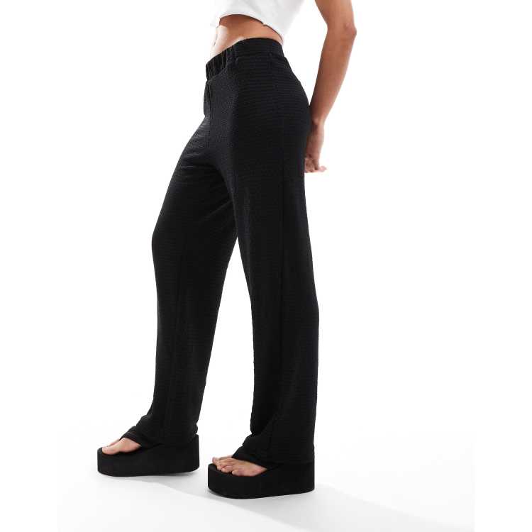 Monki drawstring waist pants in black