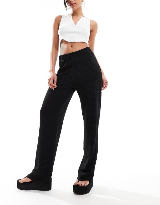 Monki Straight Leg Ribbed Jersey Trousers 2024, Buy Monki Online