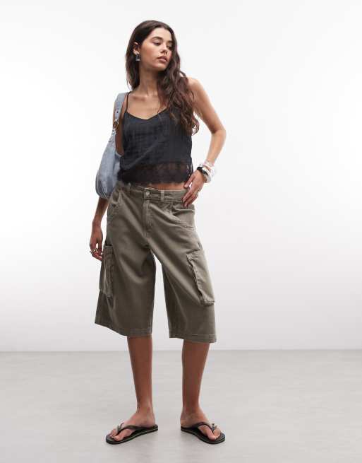 Monki textured satin lace top in black, 2 of 4