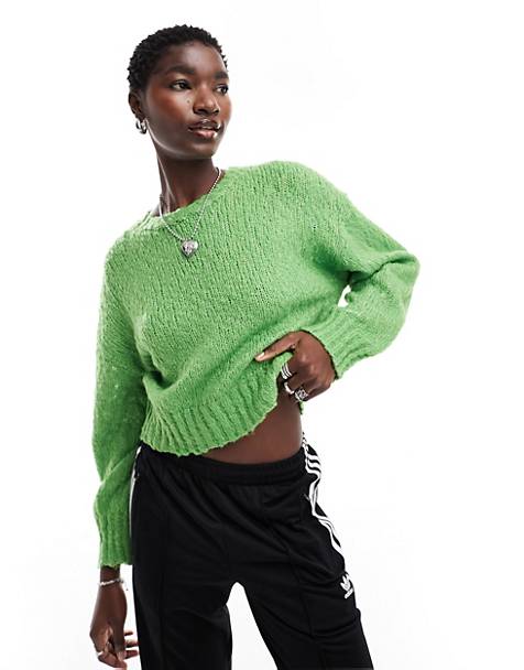 Monki textured wool blend sweater in green