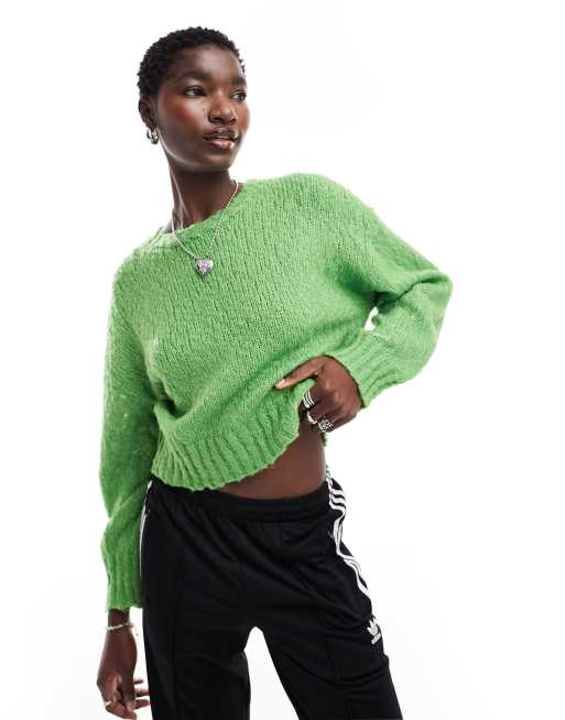 Monki textured wool blend sweater in green ASOS