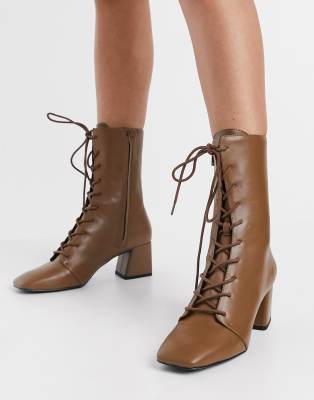 long leather lace up boots