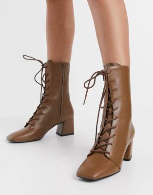 tan lace up heeled boots