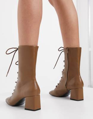 tan lace up heeled boots