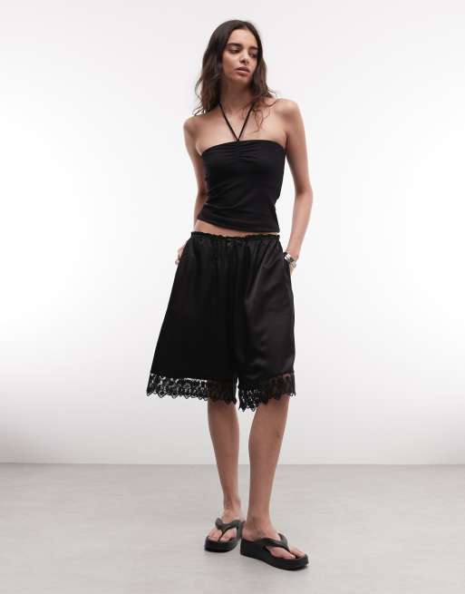 Monki tie back halter top in black, 2 of 4