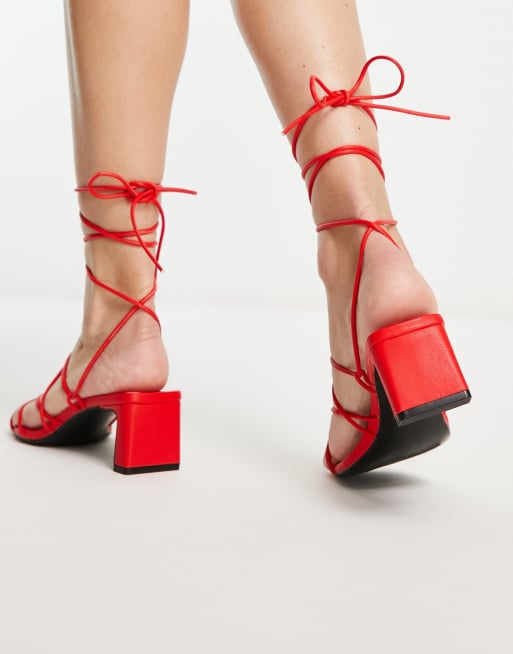 Red 2024 tie sandals