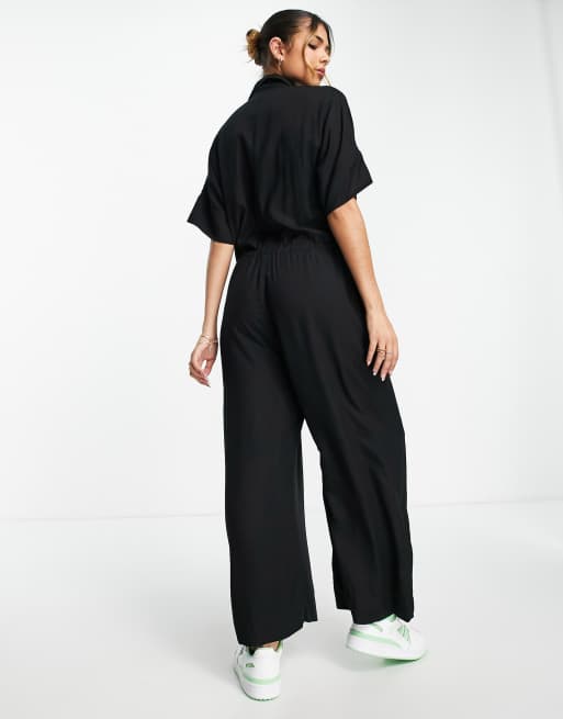 Jumpsuits For Women Summer Casual Short Sleeve Lapel Button Down Belt Work  Jumpsuit Rompers With Pockets