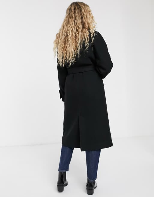 Monki midi tailored 2024 coat in black