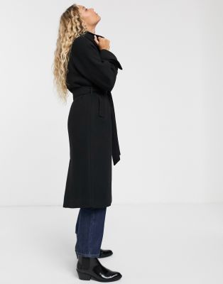 monki midi tailored coat in black