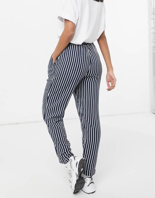 Striped tie shop waist pants