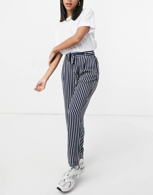 Striped tie cheap waist pants