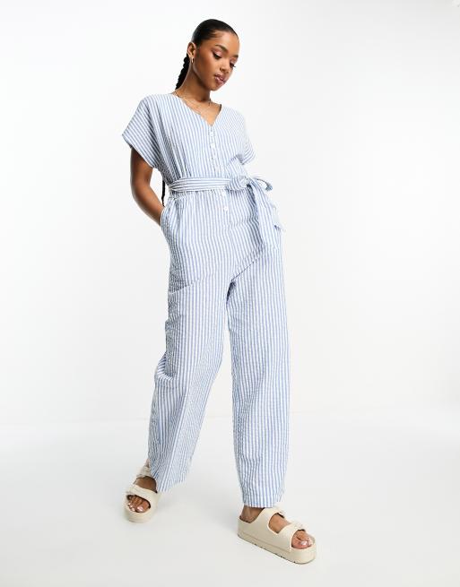 Blue and white pinstripe hot sale jeans