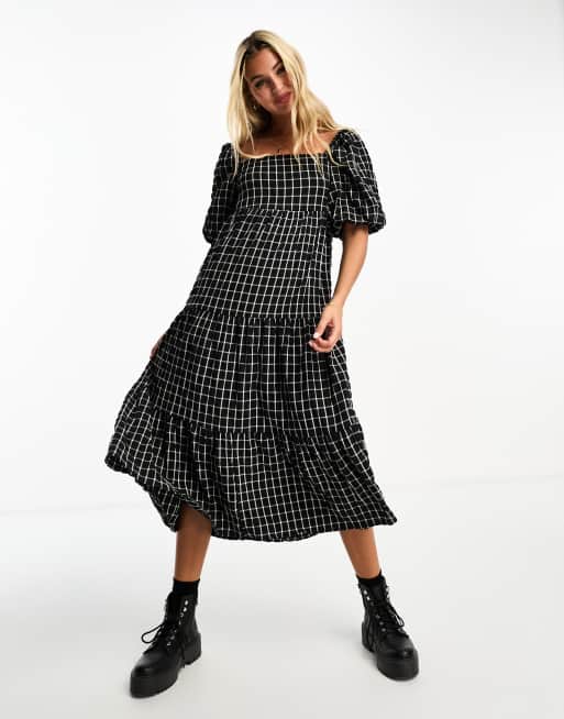 Tiered midi sale smock dress