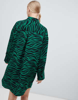 green and black tiger print dress