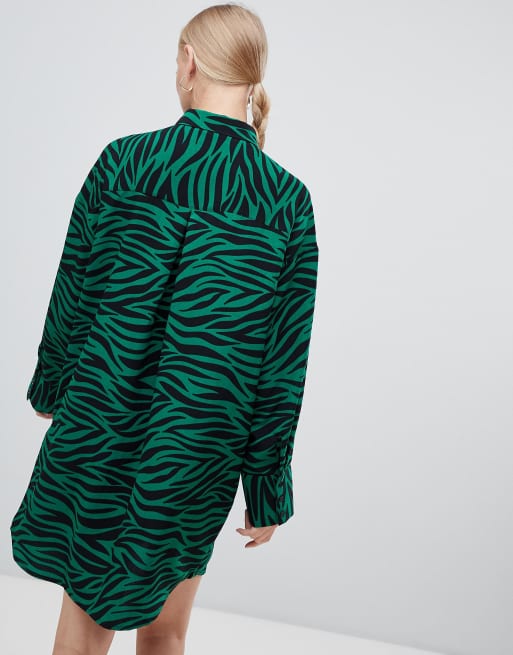 Green and black tiger print dress sale