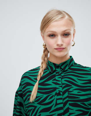 green and black tiger print dress